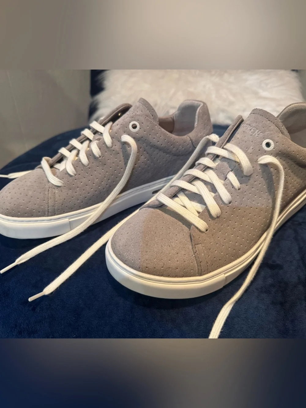 Birkenstock Bend Low Grey Suede Perforated Lace-Up Sneakers